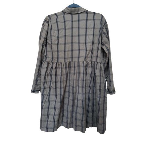 Everlane The Field Mini Shirt Dress | Mocha Brown Plaid Cotton | Oversized Fit - Picture 5 of 7